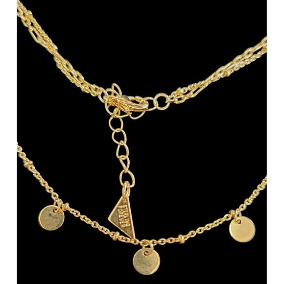 Sterling Forever 14K Gold-Plated Two Layer Tag & Disk Charm Layered Necklace - Picture 4 of 5